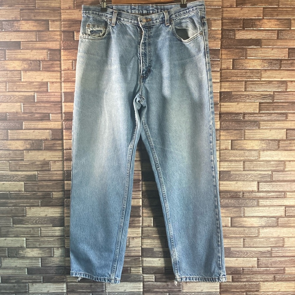 Mens Pre Owned Members Mark Distressed Blue Jeans 38x30